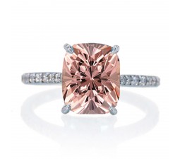 2.25 Carat Cushion Cut Emerald and Diamond Celebrity Engagement Ring on 10k White Gold