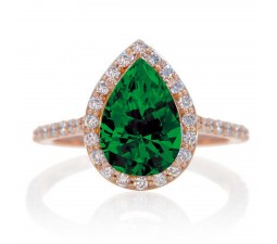 1.5 Carat Pear Cut Emerald Halo Desiger Engagement for Woman on 10k White Gold