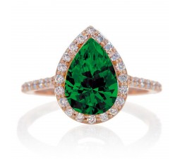 1.5 Carat Pear Cut Emerald Halo Desiger Engagement for Woman on 10k White Gold