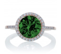 2.5 Carat Huge Emerald and Diamond Halo Classic Engagement Ring on 10k Rose Gold