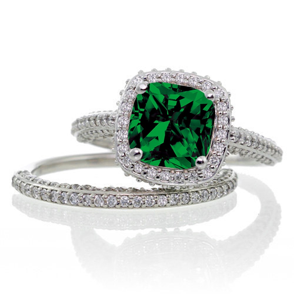 Emerald Engagement Ring with A Small Diamond - Asymmetric Emerald Ring –  ARTEMER