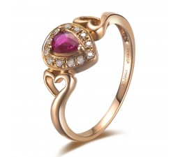 Ruby and Diamond Engagement Ring on 18k Rose Gold