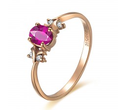 Ruby and Diamond Engagement Ring on 18k Rose Gold