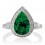 1.5 Carat Pear Cut Halo Emerald Engagement Ring  on 10k White Gold