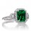 1.5 Carat Emerald Cut Three Stone Emerald Halo Diamond Ring on 10k White Gold