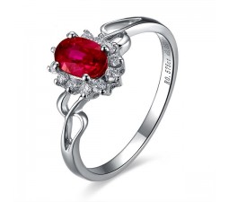 Ruby and Diamond Engagement Ring on 10k White Gold