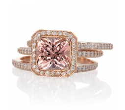2.25 Carat Perfect Princess cut Emerald and Diamond Trio Halo Wedding Ring Set on 10k White Gold