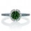 1.5 Carat Unique Flower Halo Round Emerald and Diamond Engagement Ring on 10k White Gold