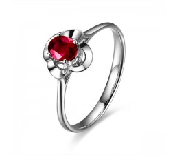 Beautiful Solitaire Ruby Engagement Ring on 10k White Gold