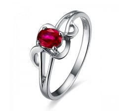 Ruby Solitaire Engagement Ring on 10k White Gold