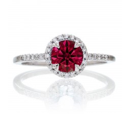 1.5 Carat Round Cut Emerald Halo Classic Diamond Engagement Ring on 10k White Gold
