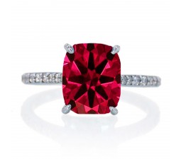 2.25 Carat Cushion Cut Emerald and Diamond Celebrity Engagement Ring on 10k White Gold