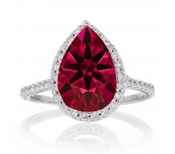 2.5 Carat Pear Cut Emerald Halo Desiger Engagement for Woman on 10k White Gold