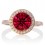 1.25 Carat Round Halo Classic Diamond and Emerald Engagement Ring on 10 Rose Gold