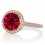 1.25 Carat Round Halo Classic Diamond and Emerald Engagement Ring on 10 Rose Gold
