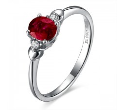 Ruby and Diamond Engagement Ring on 10k White Gold