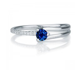 1.25 carat Round Cut Sapphire and Diamond Engagement Ring in 10k White Gold