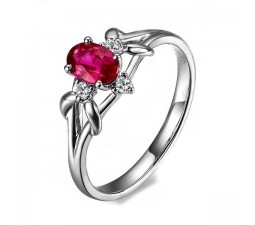 Ruby and Diamond Engagement Ring on 10k White Gold