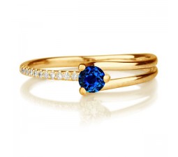 1.25 carat Round Cut Sapphire and Diamond Engagement Ring in 10k Yellow Gold