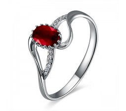 Ruby and Diamond Engagement Ring on 18k White Gold