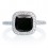 1.5 Carat Cushion Cut Classic Black Diamond and diamond Halo Multistone Engagement Ring on 10k White Gold