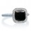 1.5 Carat Cushion Cut Classic Black Diamond and diamond Halo Multistone Engagement Ring on 10k White Gold