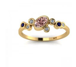 1.25 Carat Sapphire and White Diamond Gemstone Ring in 10k Yellow Gold