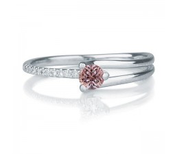 1.25 carat Round Cut Morganite and Diamond Engagement Ring in 10k White Gold