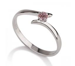 .50 carat Round Cut Morganite  Solitaire Engagement Ring in 10k White Gold