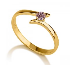 .50 carat Round Cut Morganite  Solitaire Engagement Ring in 10k Yellow Gold