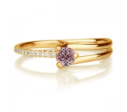 1.25 carat Round Cut Morganite and Diamond Engagement Ring in 10k Yellow Gold