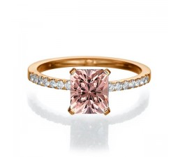 1.50 carat Emerald Cut Morganite  Engagement Ring in 10k Rose Gold