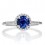 1.5 Carat Round Cut Sapphire Halo Classic Diamond Engagement Ring on 10k White Gold
