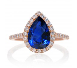 1.5 Carat Pear Cut Sapphire Halo Desiger Engagement for Woman on 10k White Gold