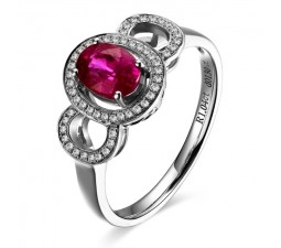 Ruby and Diamond Engagement Ring on 18k White Gold