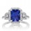 1.5 Carat Emerald Cut Three Stone Sapphire Halo Diamond Ring on 10k White Gold