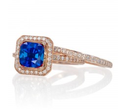 2 Carat Beautiful Sapphire and diamond Halo Wedding Ring Set on 10k White Gold