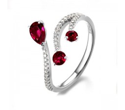 Ruby and Diamond Engagement Ring on 10k White Gold