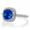 1.5 Carat Cushion Cut Designer Sapphire and Diamond Halo Engagement Ring on 10k White Gold