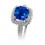 1.5 Carat Cushion Cut Designer Sapphire and Diamond Halo Engagement Ring on 10k White Gold