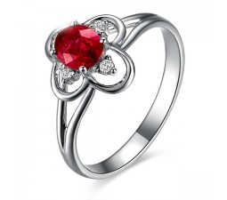 Ruby and Diamond Engagement Ring on 10k White Gold