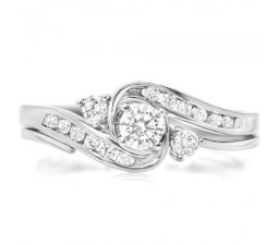 Affordable Half Carat Round Diamond Wedding Ring Set in White Gold