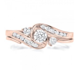 Half Carat Round Diamond Bridal Set in Rose Gold