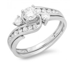 Unique 1 Carat Round Diamond Wedding Ring Set for Women in White Gold