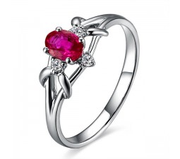 Ruby and Diamond Engagement Ring on 10k White Gold