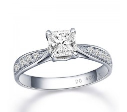 0.5 Carat Princess cut Diamond Multistone Ring On 10K White Gold