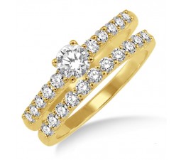 0.50 Carat Elegant Bridal Set with Round Cut Diamond in 10k Yellow Gold