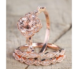 Rose gold trio wedding sets deals