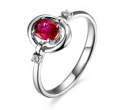 Ruby and Diamond Engagement Ring on 10k White Gold