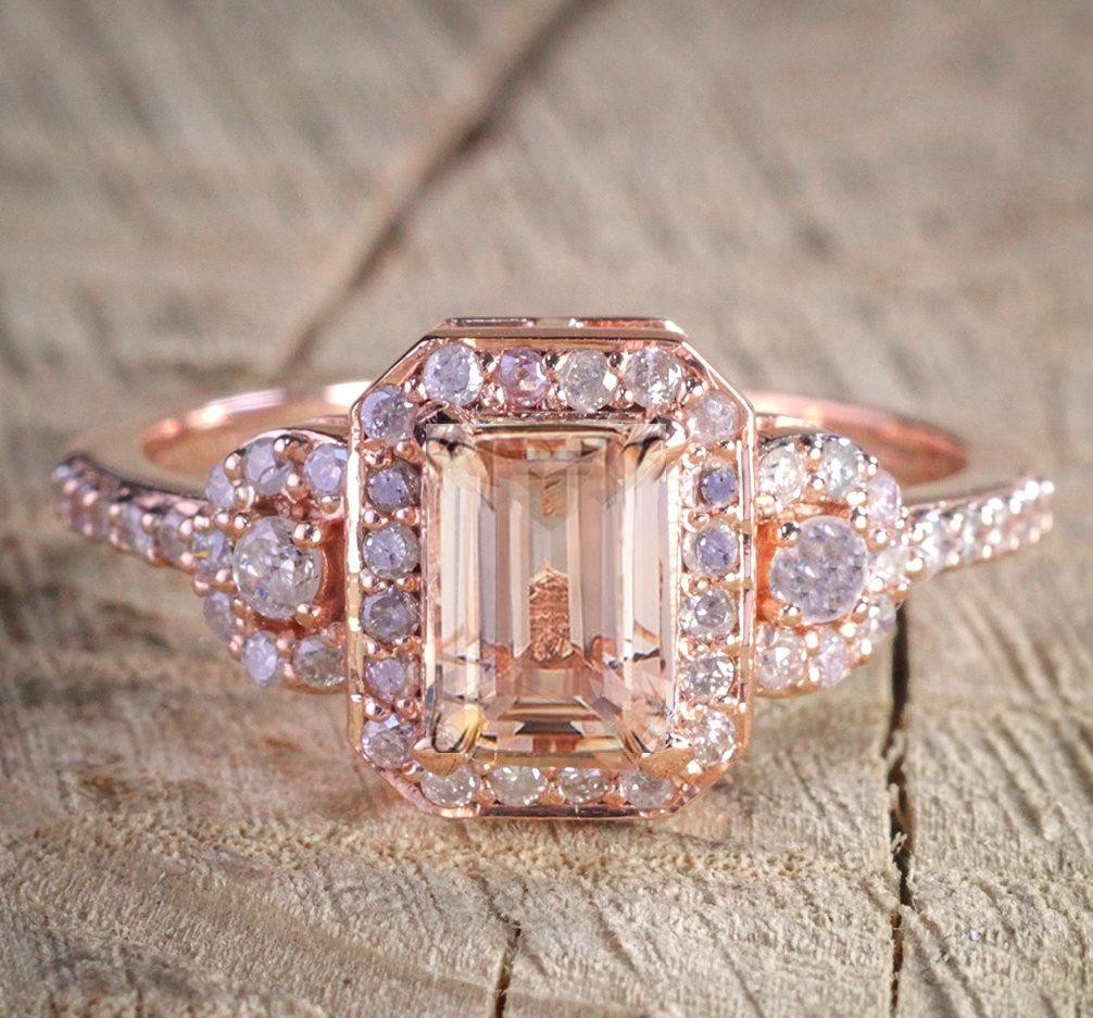 Limited Time Sale: 1.25 Carat Peach Pink Morganite (emerald cut ...